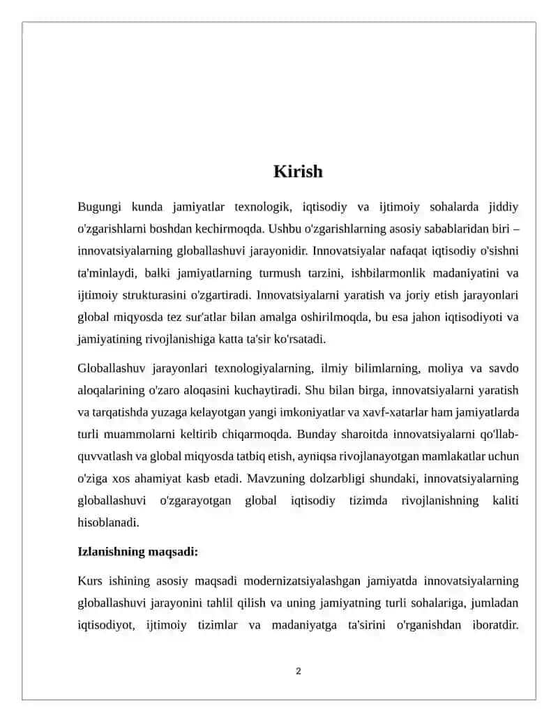 MODERNIZATSIYALASHGAN JAMIYATDA INNOVATSIYALARNING GLOBALLASHUVI 3