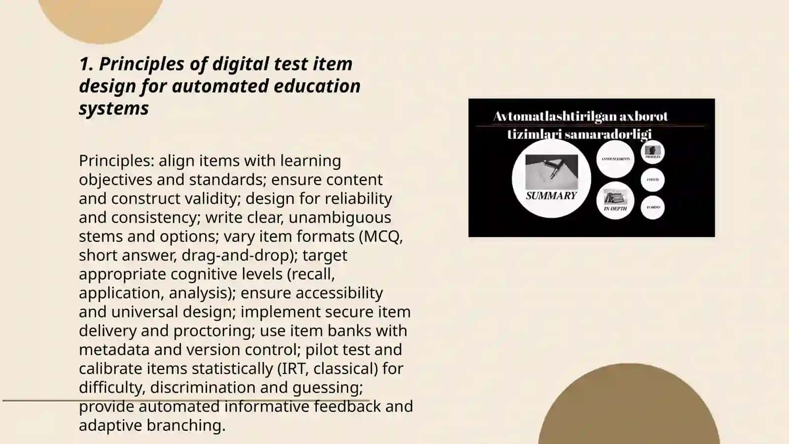 Talimda avtomatlashtirilgan axborot tizimlari.Test yaratish texnologiyalari 3