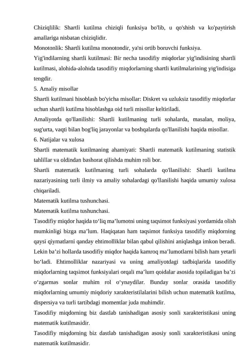Tasodifiy miqdorning shartli matematik kutilmasi 3