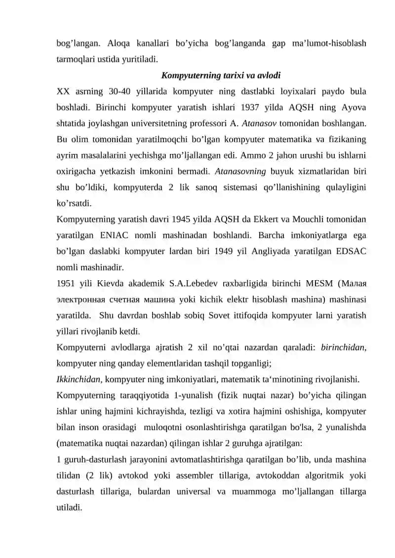 Axborotni qayta ishlashning arifmetik asoslari 3
