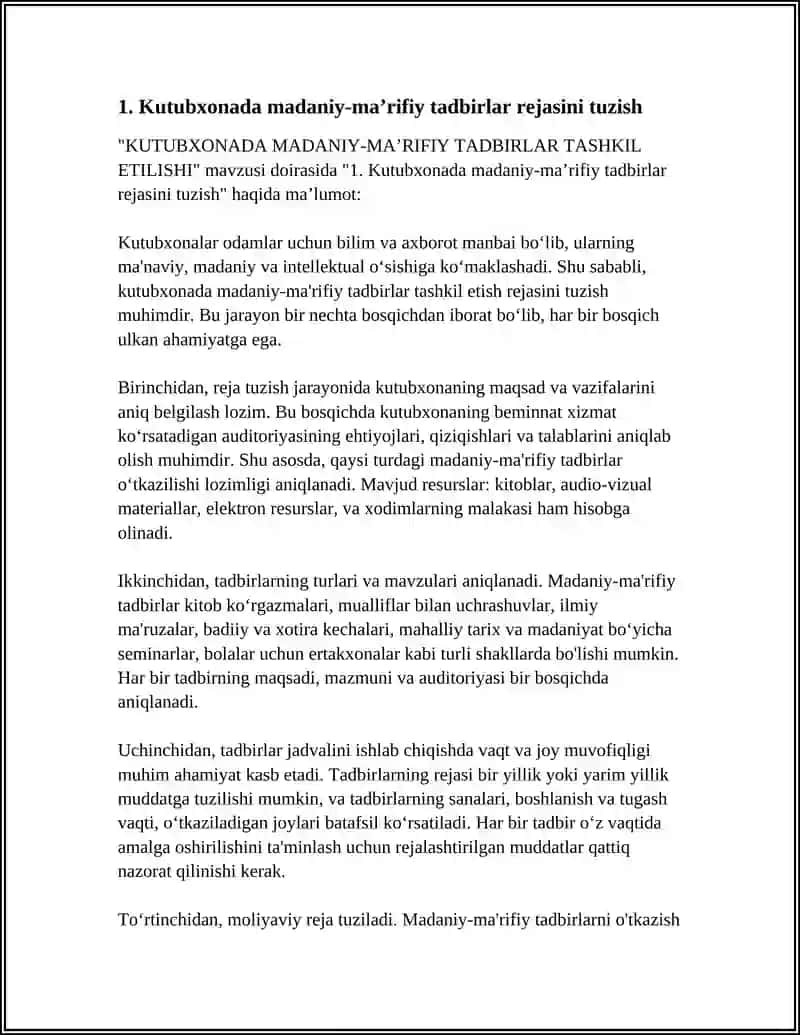 KUTUBXONADA MADANIY-MAʼRIFIY TADBIRLAR TASHKIL ETILISHI 3