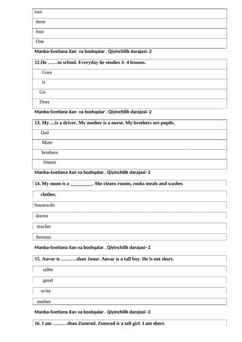 3-sinf ingliz tili I chorak 3