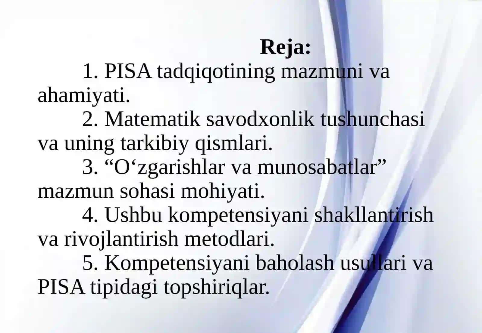 PISA. O'quvchilarda matematikaning o'zgarishlar va munosabatlar mazmun sohasiga oid kompetensiyasini shakllantirish, rivojlantirish va baholash yo'llari 3