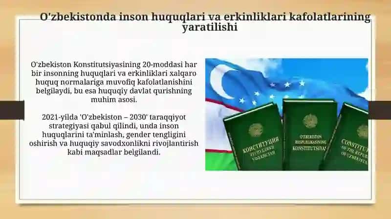 Oʼzbekistondai inson huquqlari va erkinliklari kafolatining yaratilishi 3