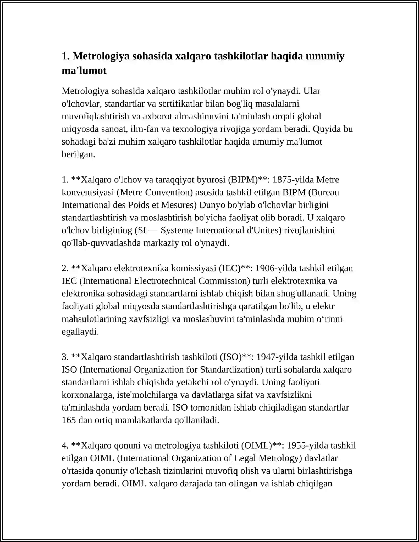 HALQARO O'ICHOV VA VAZN TASHKILOTI (BIPM)ning faoliyati 3