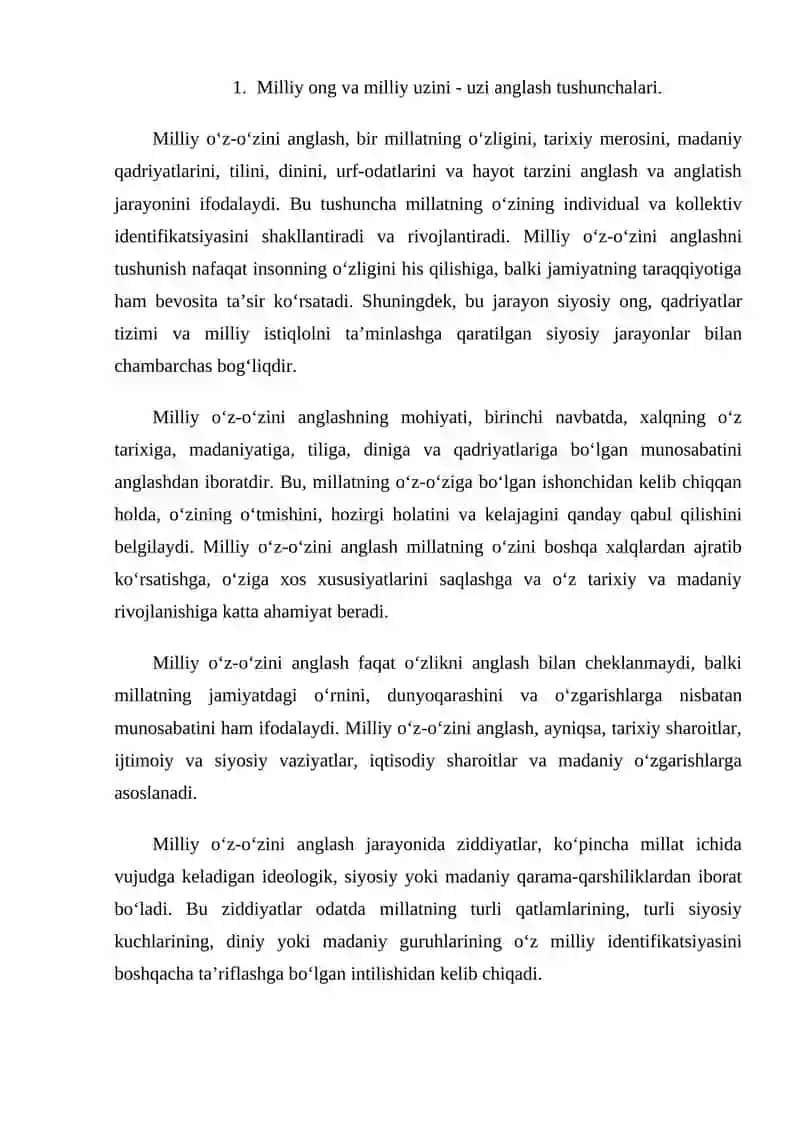 Milliy o‘z – o‘zini anglash, mohiyati, ziddiyatlar, siyosiy ong bilan bog‘liqligi 3