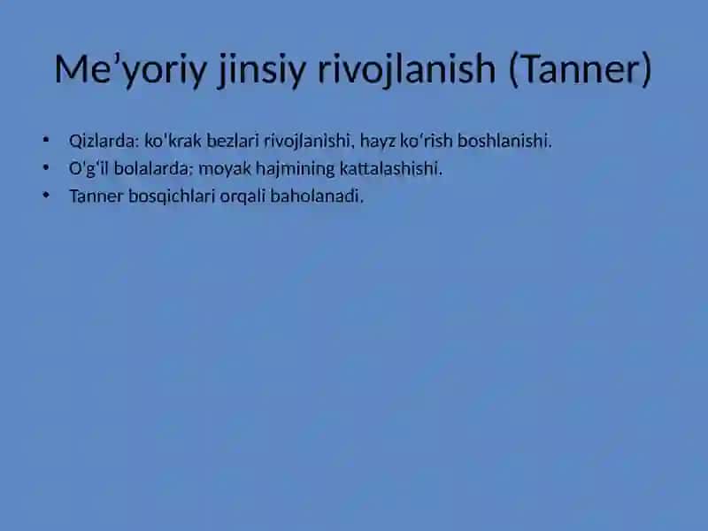 Bolalarda jinsiy rivojlanishning susayishi 3
