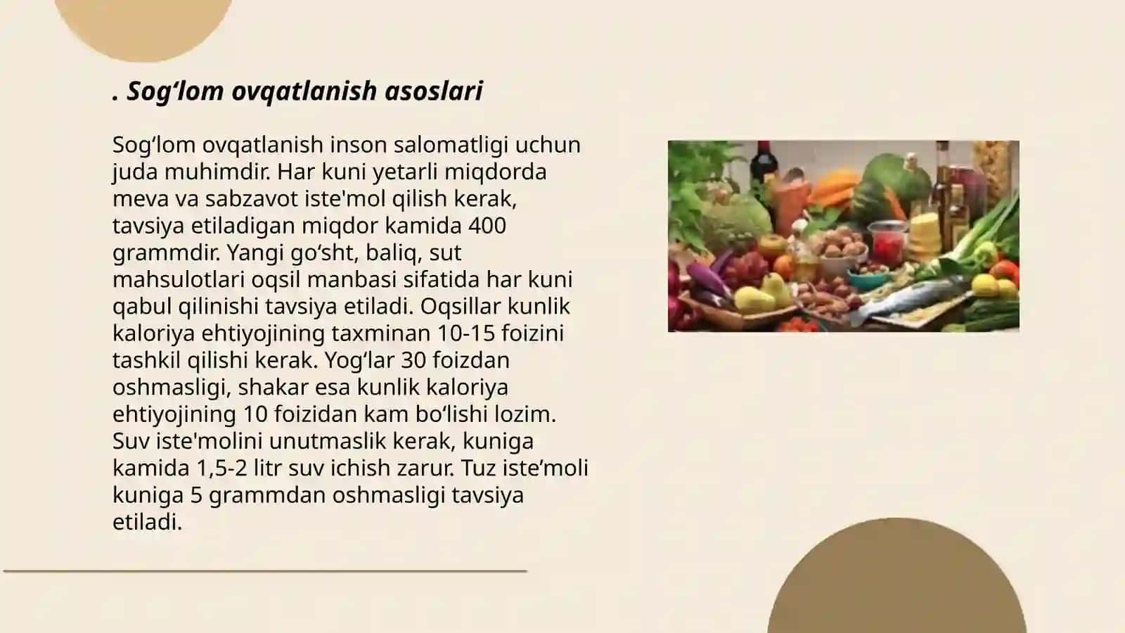 Sog‘lom turmush tarzi PowerPoint dasturida (tarbiyadan 1ta) ochiq dars ishlanmasi taqdimoti 3