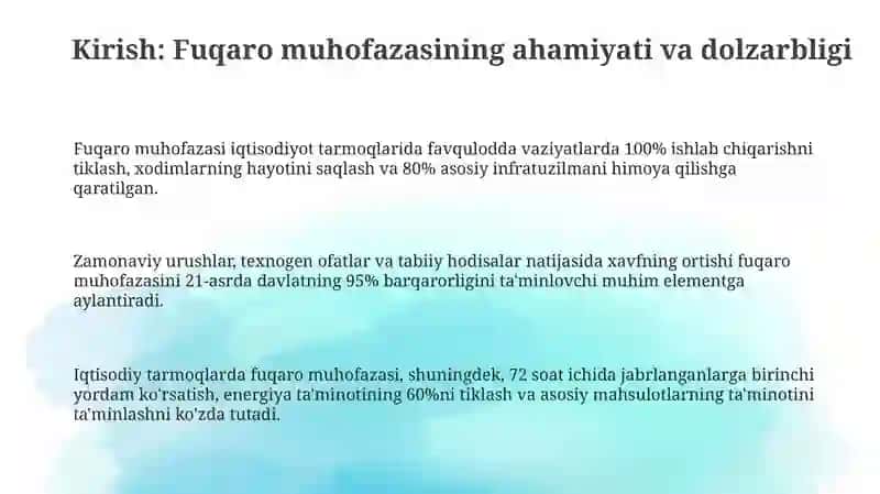 Iqtisodiyot tarmoqlarida fuqoro muhofazasi tuzilmalarini tashkil etish 3