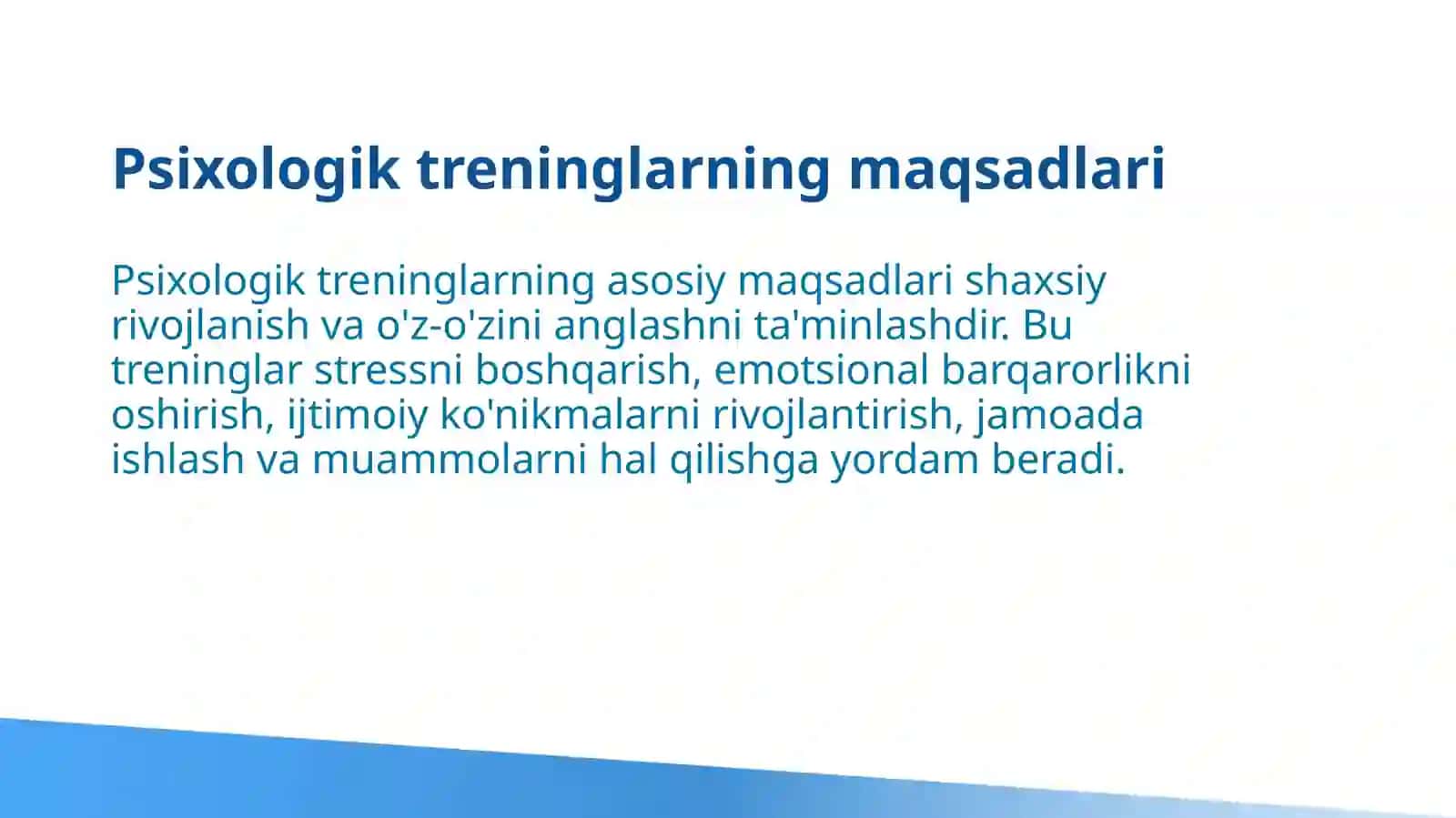 Pedagogika va Psixologiya: Trening guruhlarining rivojlanish tarixi. Trening turlari mavzusida slayd taqdimot 3