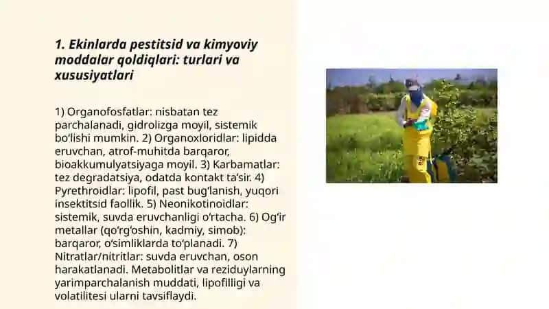 Ekinlarning pestitsidlar va kimyoviy moddalar bn ifloslanishi 3