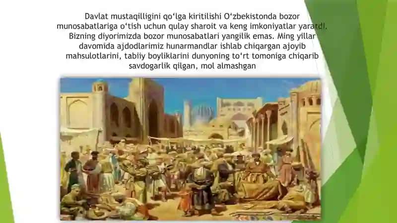 IQTISODIY ISLOHOTLAR, XUSUSIY MULKCHILIKNING SHAKLLANISHI. O‘ZBEKISTONDA BOZOR MUNOSABATLARINING RIVOJLANISHI 3