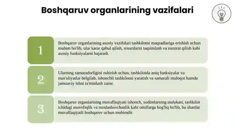 Boshqaruv organlarining asosiy vazifalari va funktsiyalari 3