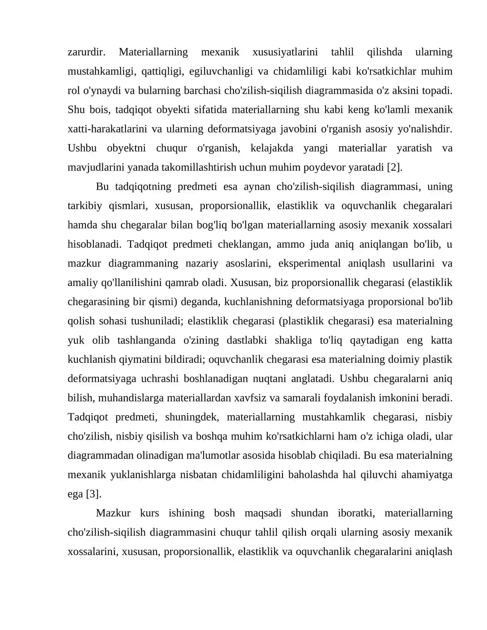 Cho'zilish siqilish diagrammasi. Proporsionallik, elastiklik va oquvchanlik chegalaralari 3