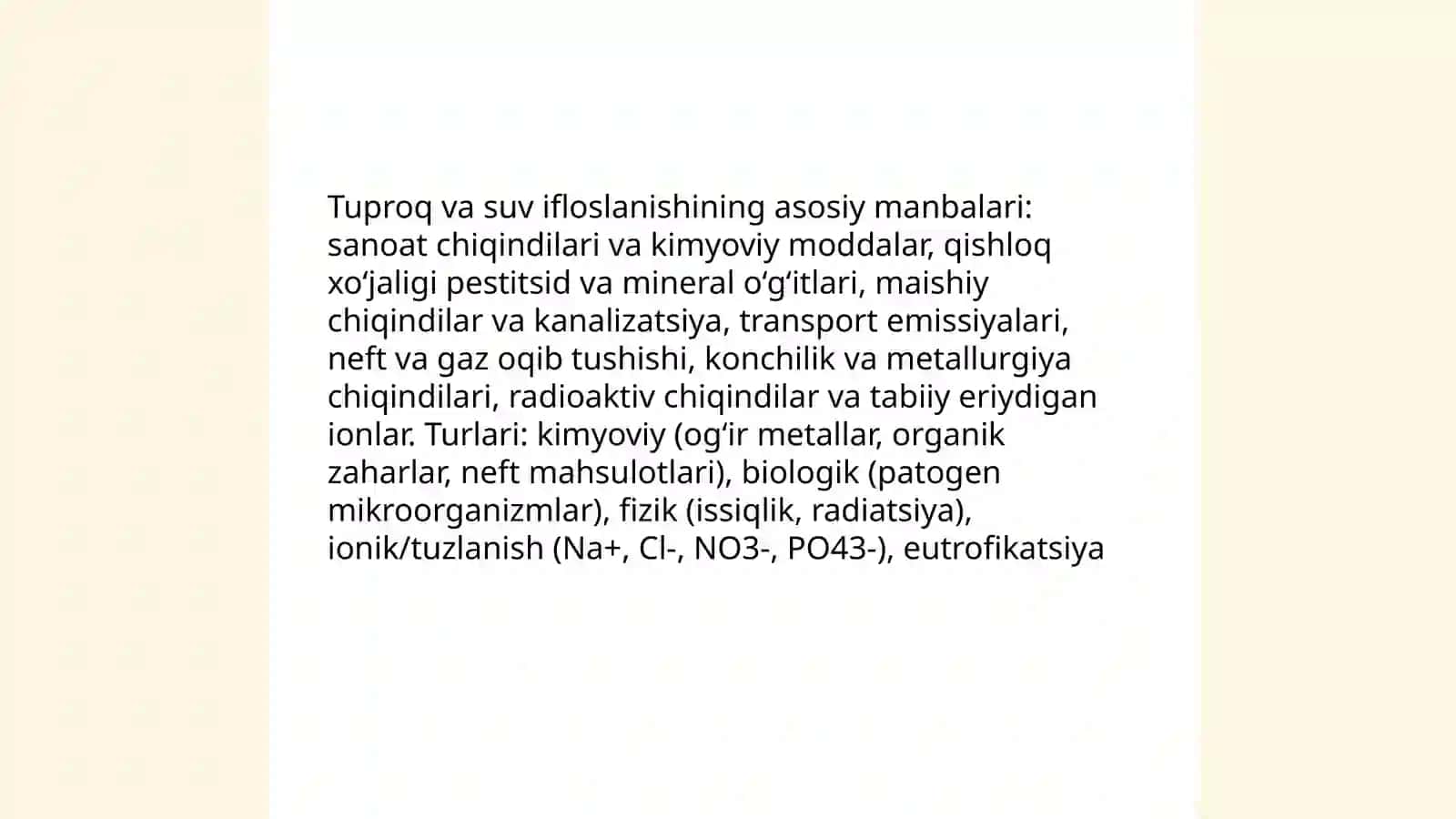 Tuproq va suvning ifloslanishi va ion boglanish 3