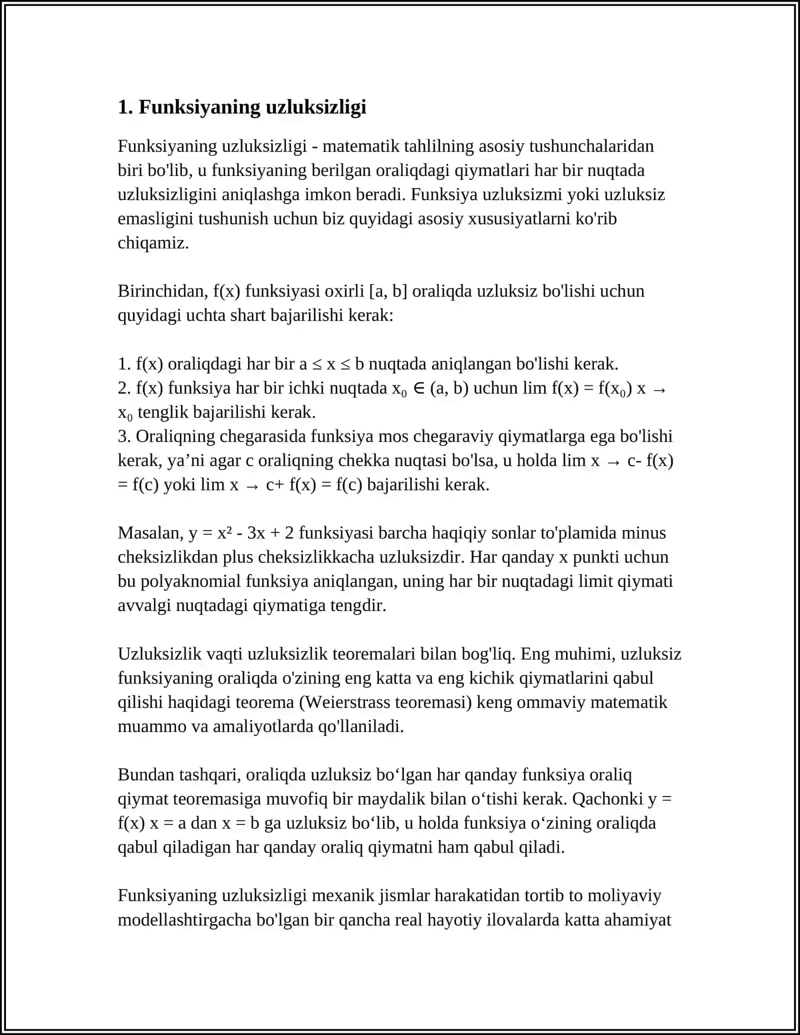 FUNKSIYANING UZLUKSIZLIGI 3