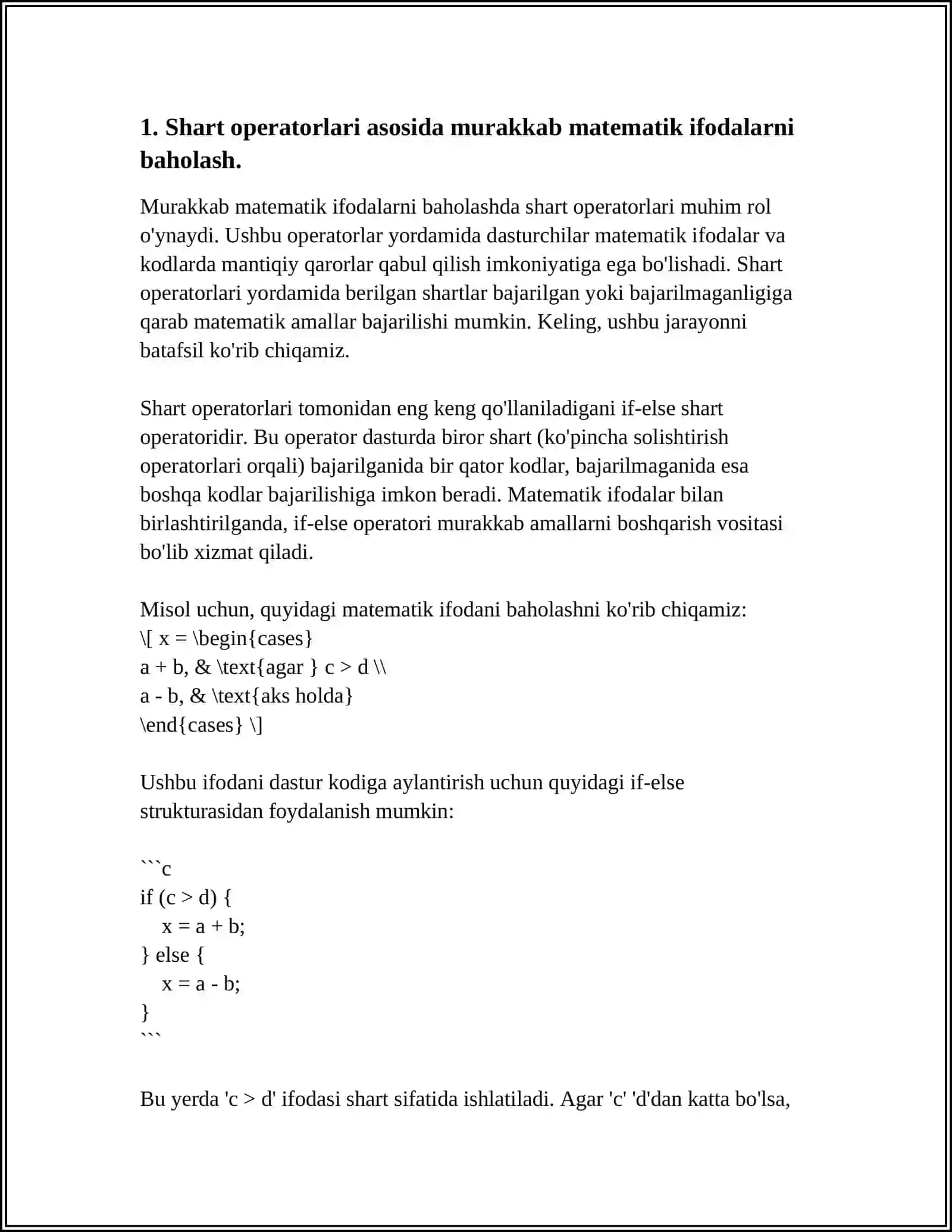 PHYTONDA MURAKKAB KOʻRINISHDAGI MATEMATIK MASALALARNI YECHISHDA SHART OPERATORLARIDAN FOYDALANIB DASTURLAR YARATISH 3