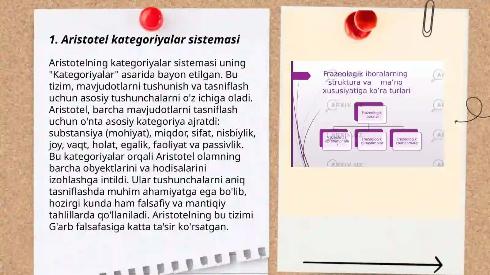 Aristotel, Forobiy va Kant ontologiyasida kategoriyalarning tasnifi 3