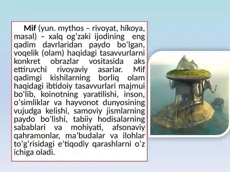 Miflarning yaratilishi tarixi va badiiy talqinlari 3