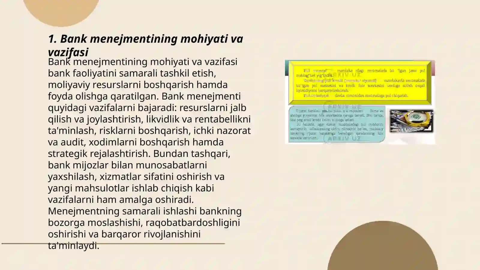 Bank menejmentining tarkibiy tuzilishi va unda tartibga solish va nazoratning o'rni 3