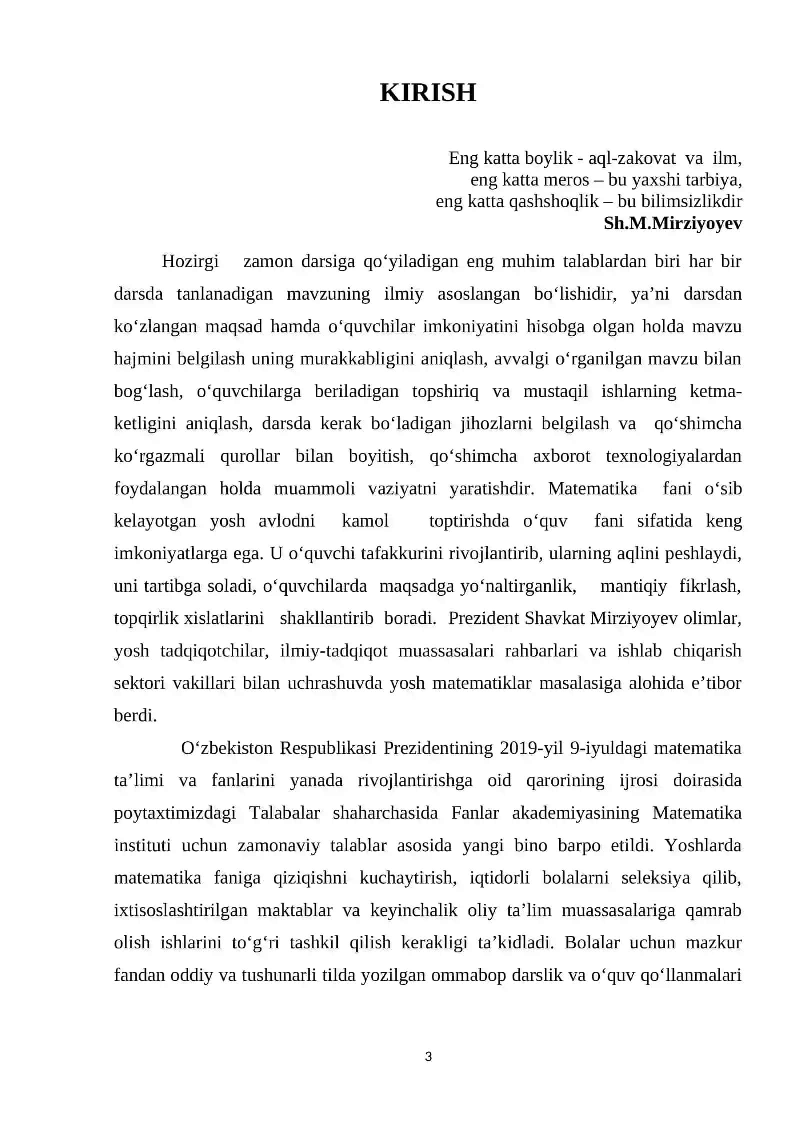 «Matematik analiz» fanidan KURS ISHI 3