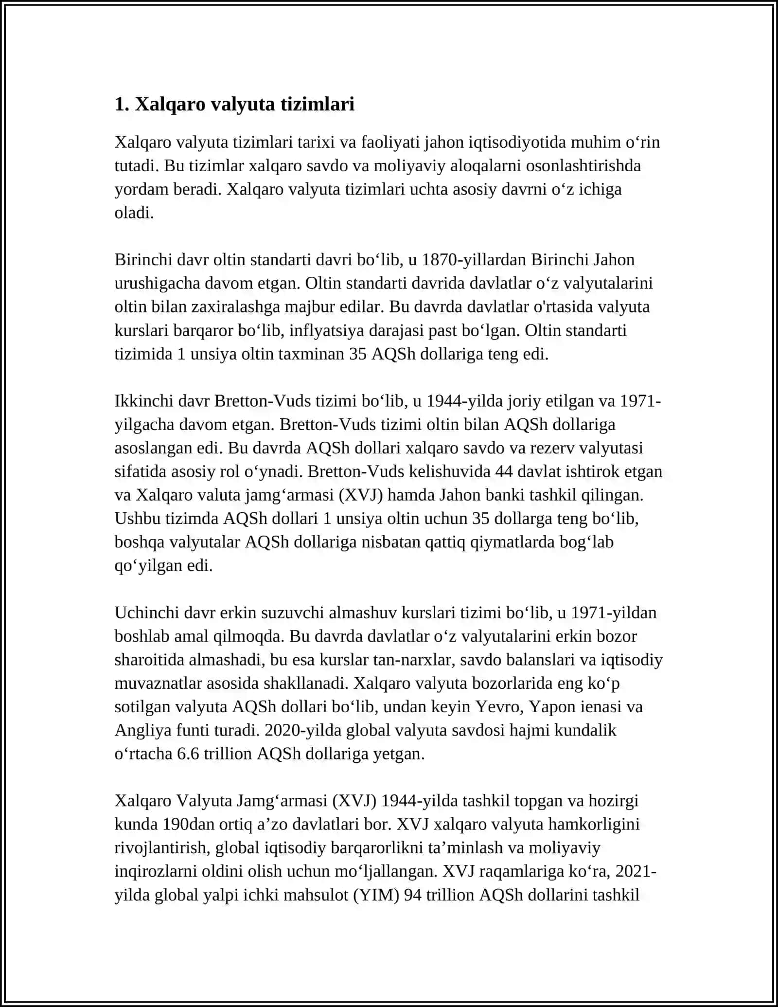 Xalqaro Valyuta va Kredit Munosabatlar 3