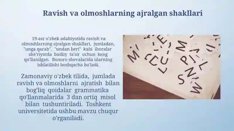 Ravish va olmoshlarning ajralgan shakllari 3
