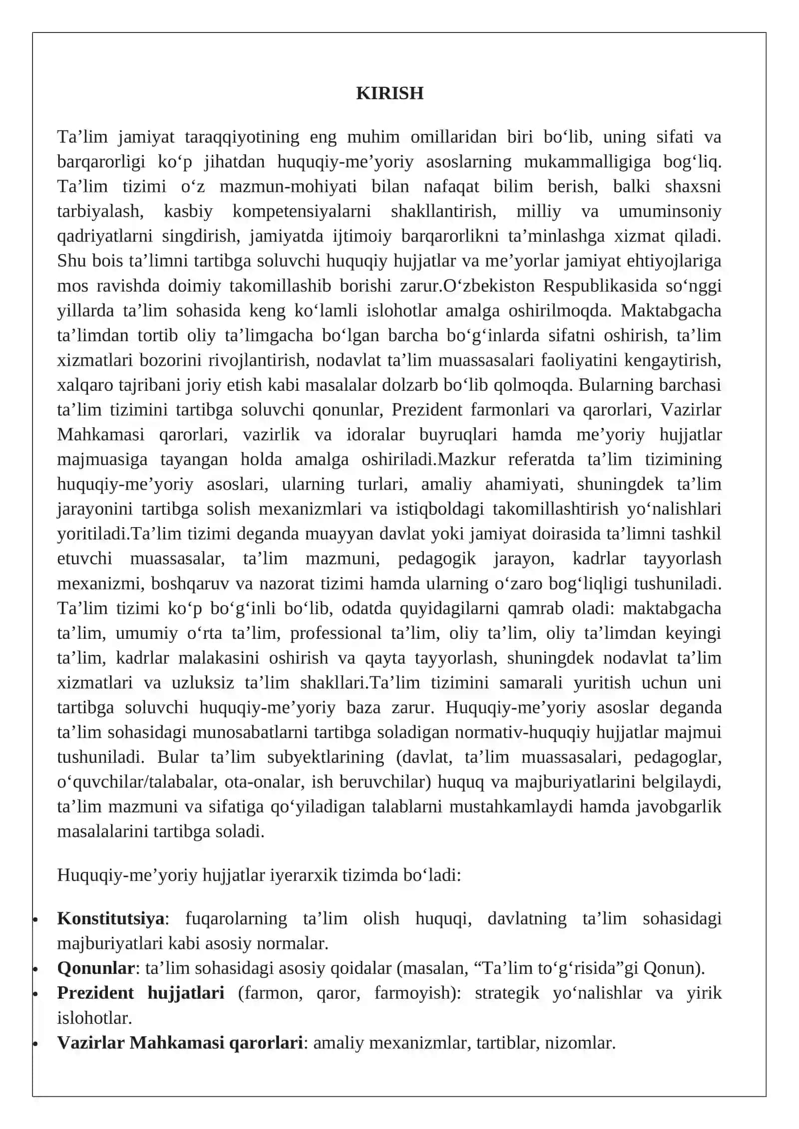 Ta’lim tizimining huquqiy-me’yoriy asoslari 3