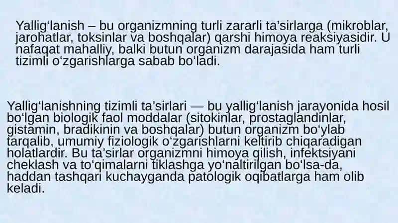 Yallig'lanishnitizimlitasirlari.Hujayradantashqarimatriksvahujayra-matrikso'zarotasiri.To'qimaregeneratsiyasimexanizmi 3