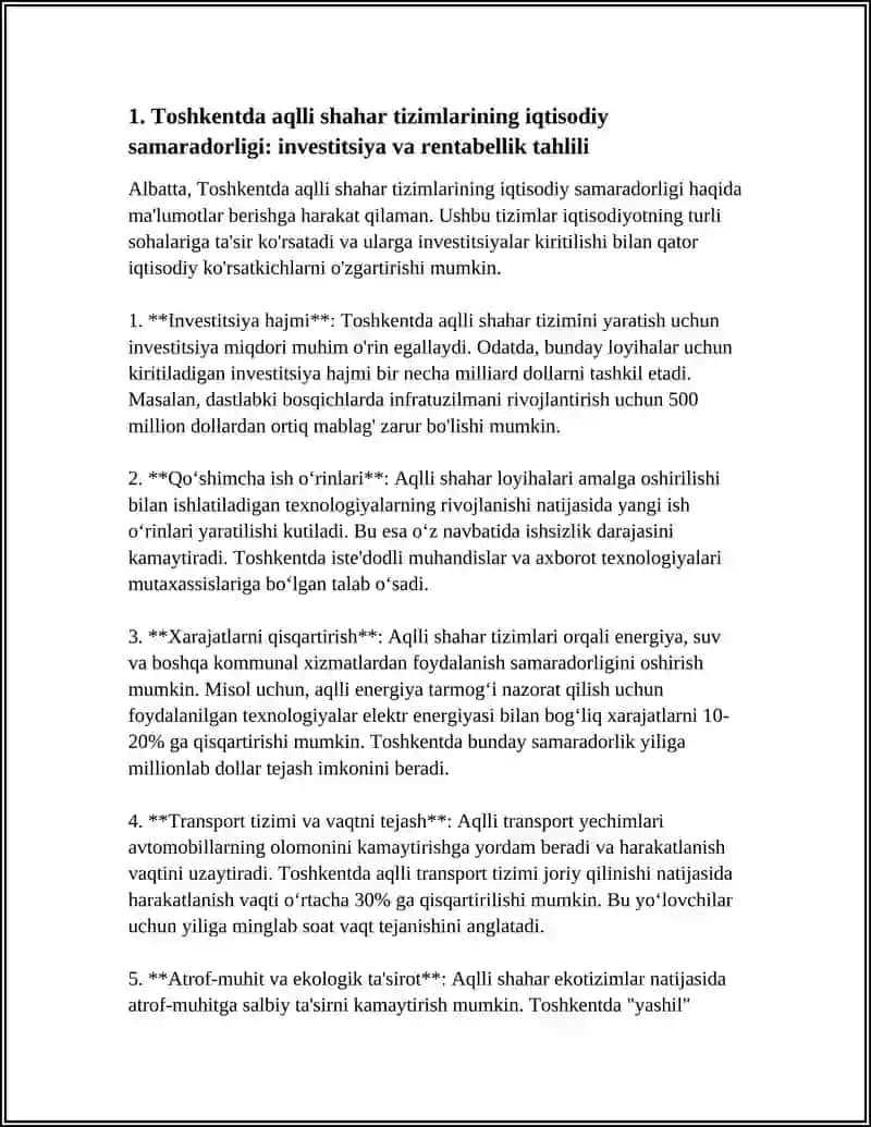AQLLI SHAHAR KONSEPSIYASINING IQTISODIY EKOLOGIK VA IJTIMOIY USTUNLIKLARINI TAHLIL QILING 3