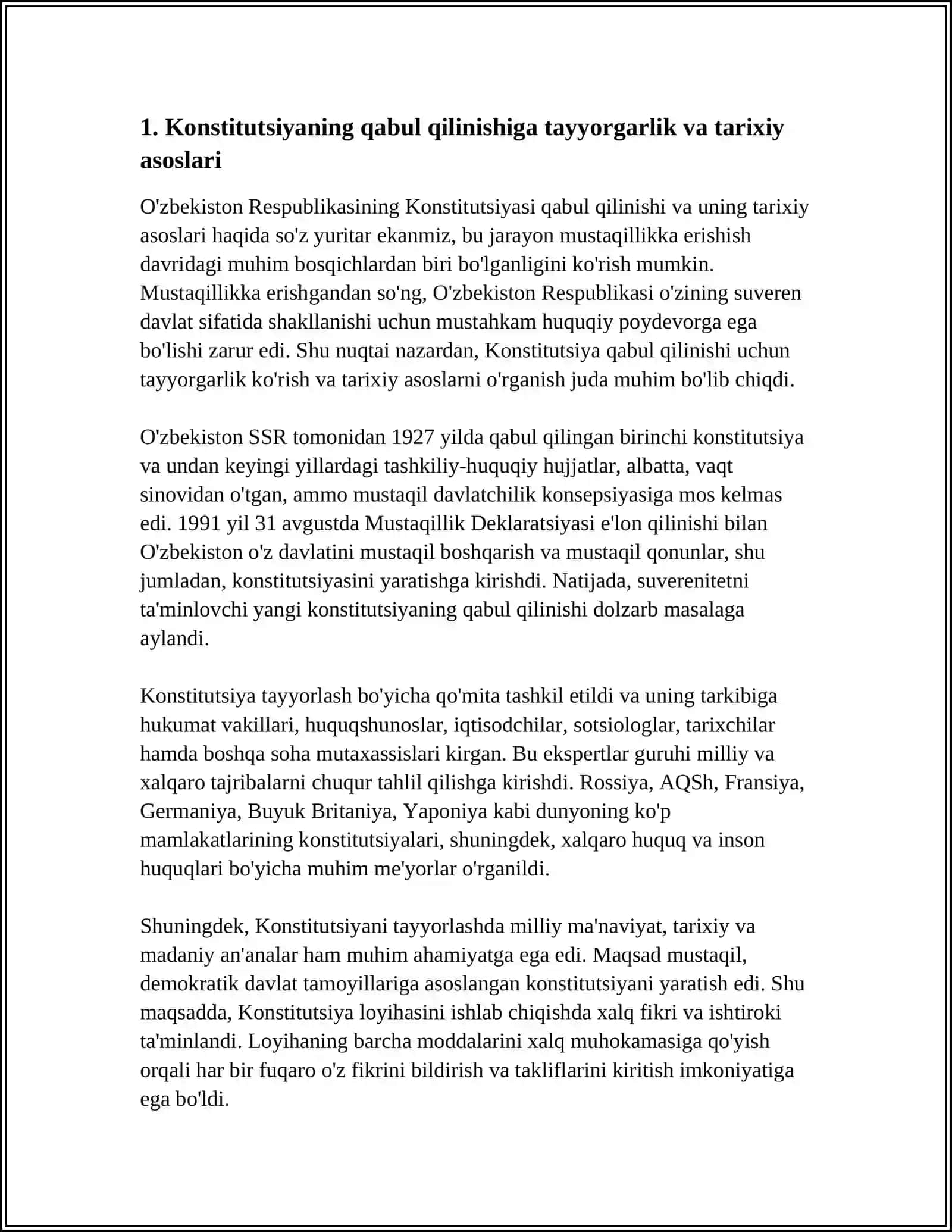 O'zbekiston Respublikasi Konstitusiyasining Qabul Qilinishi va Tarixiy Ahamiyati 3
