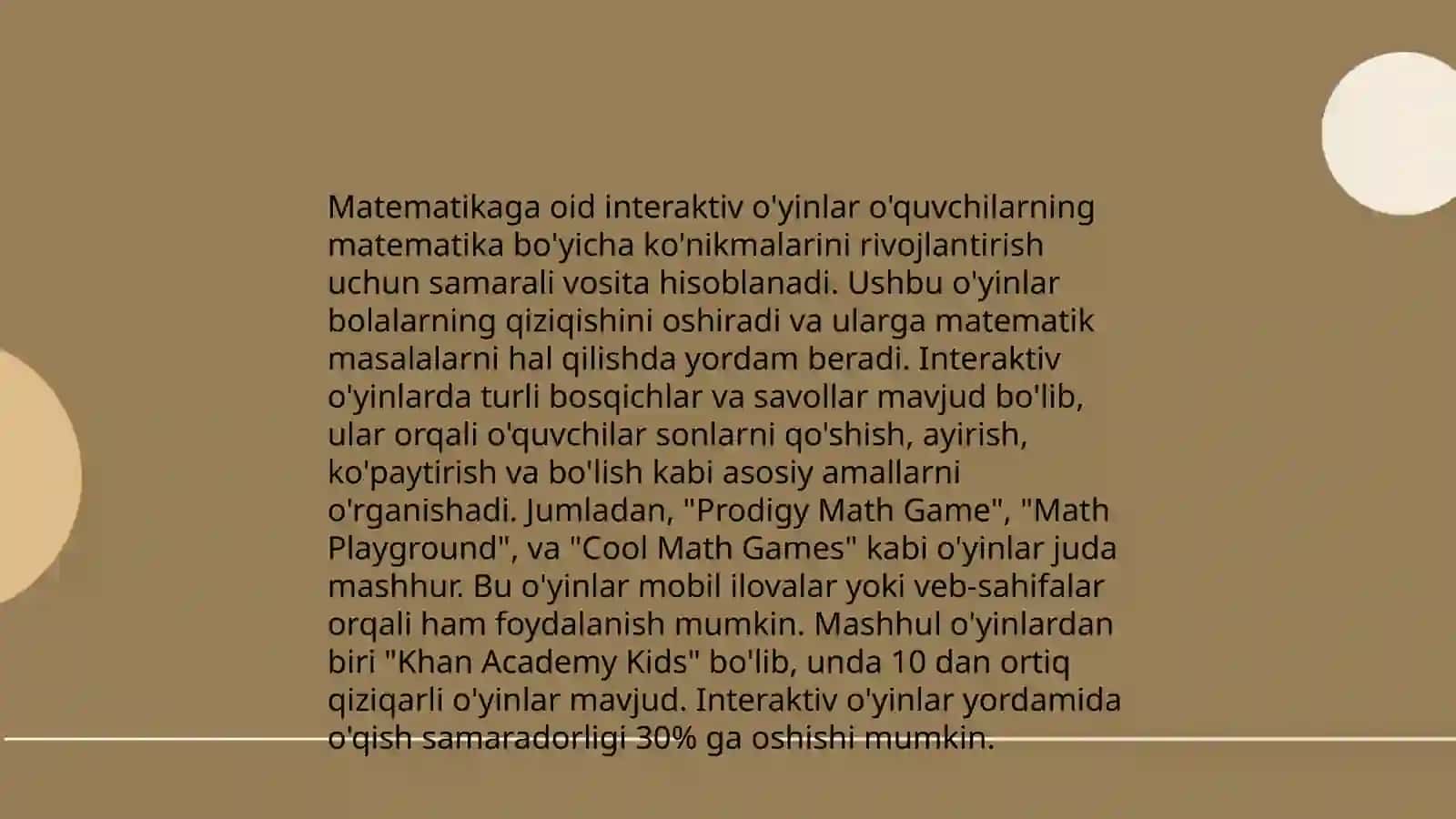 Matematikaga oid interaktiv o'yinlar 3