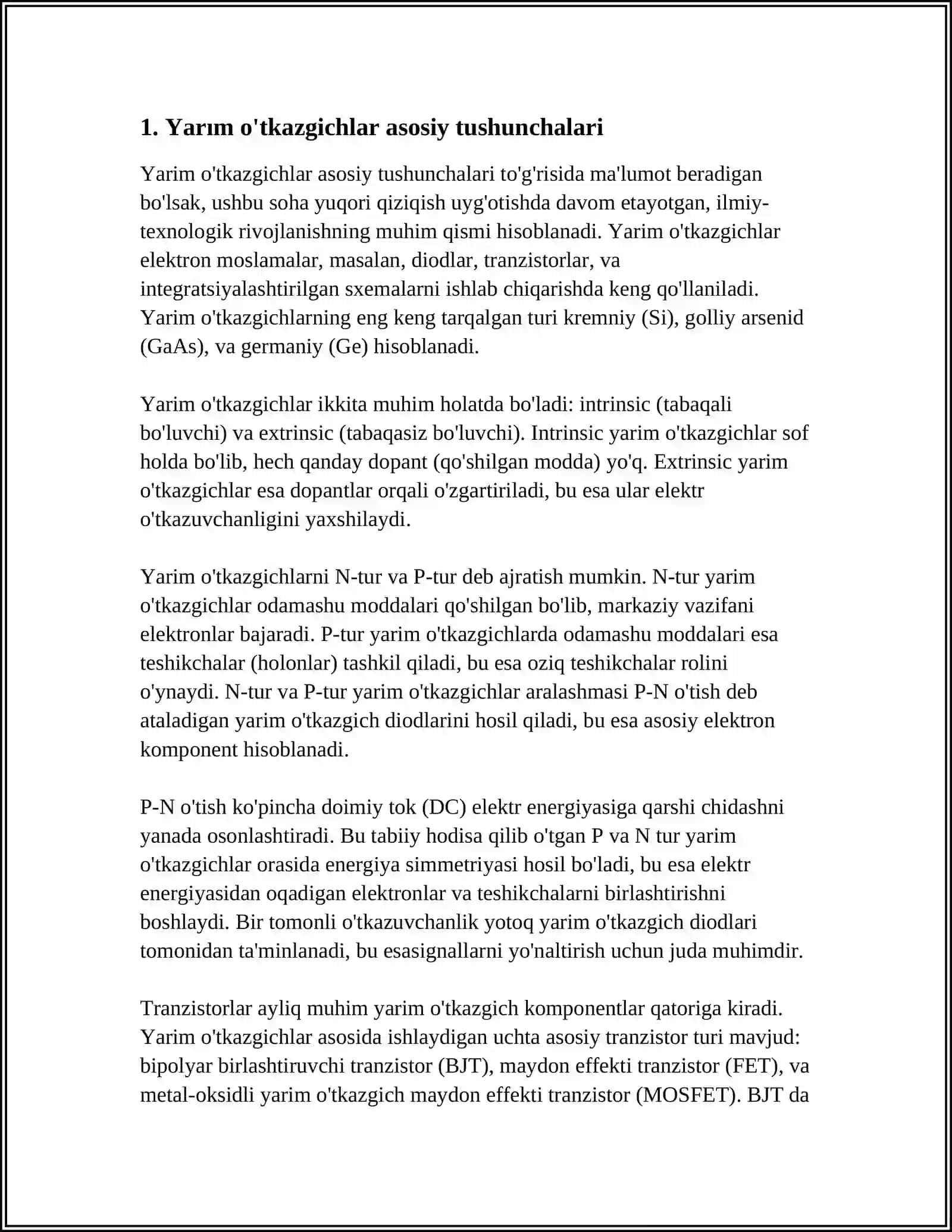 YARIMO'TKAZGICHLARDA GENERATSIYA VA REKOMBINATSIYA JARAYONLARI 3