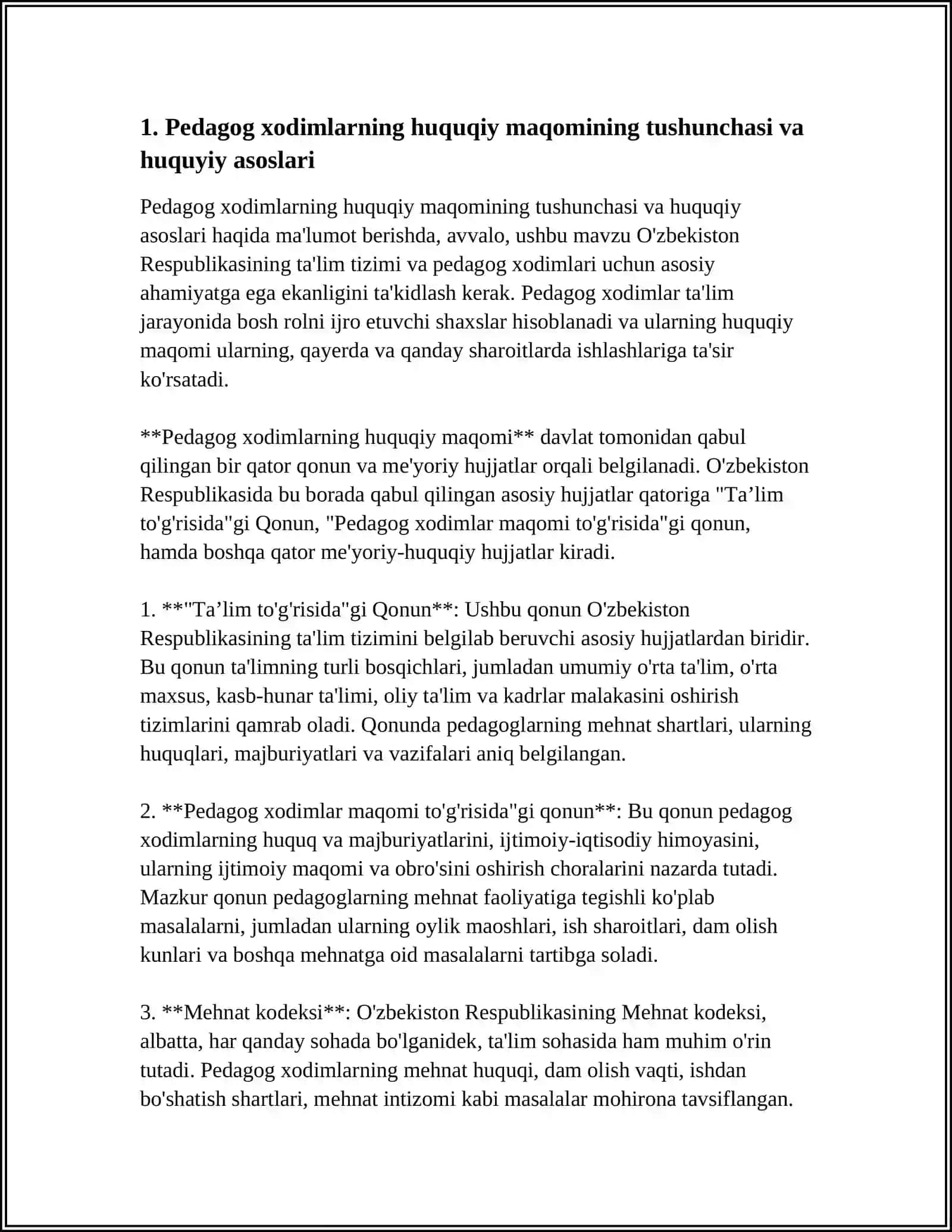 TA'LIM TASHKILOTLARI PEDAGOG XODIMLARNING HUQUQIY MAQOMI 3