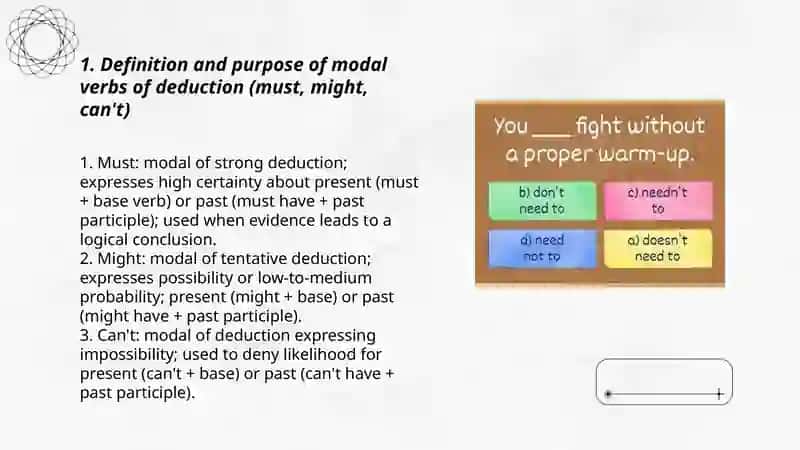 Modal Verbs of Deduction (must | might | can’t) 3