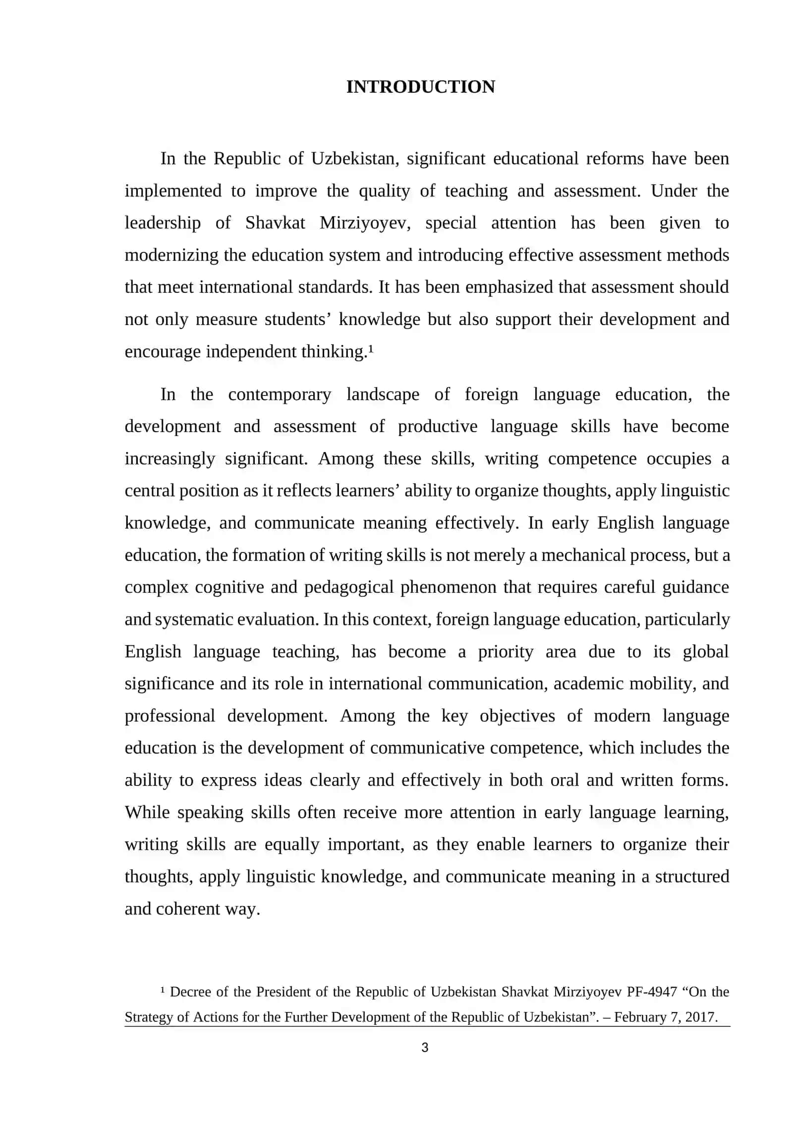 ASSESSING WRITING SKILLS IN EARLY ENGLISH LANGUAGE EDUCATION 3