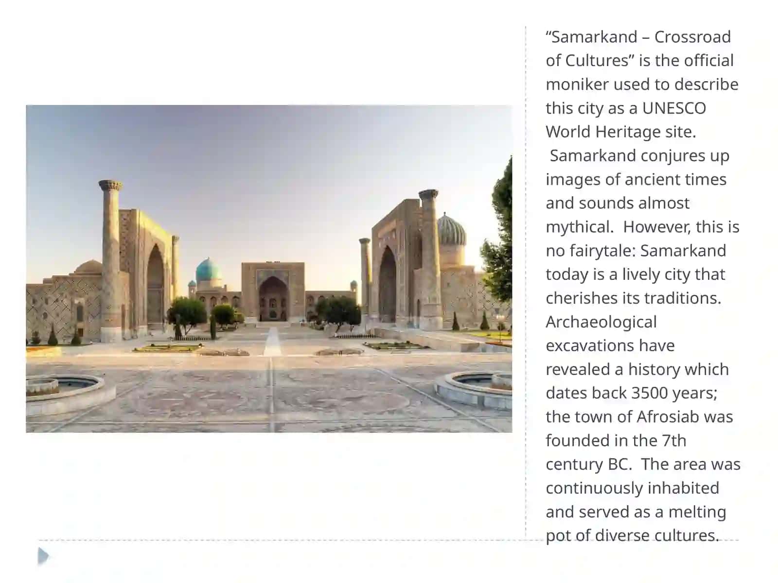 Samarkand. Describe ancient places of Uzbekistan 3