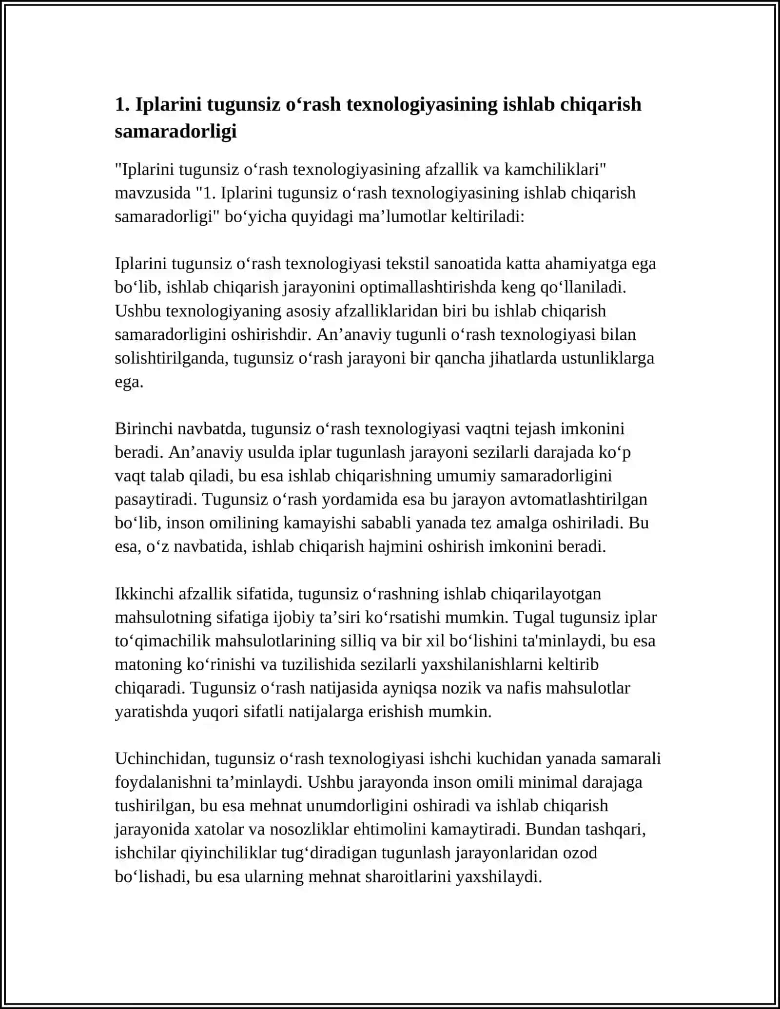 IPLARINI TUGUNSIZ OʻRASH TEXNOLOGIYASINING AFZALLIK VA KAMCHILIKLARI 3