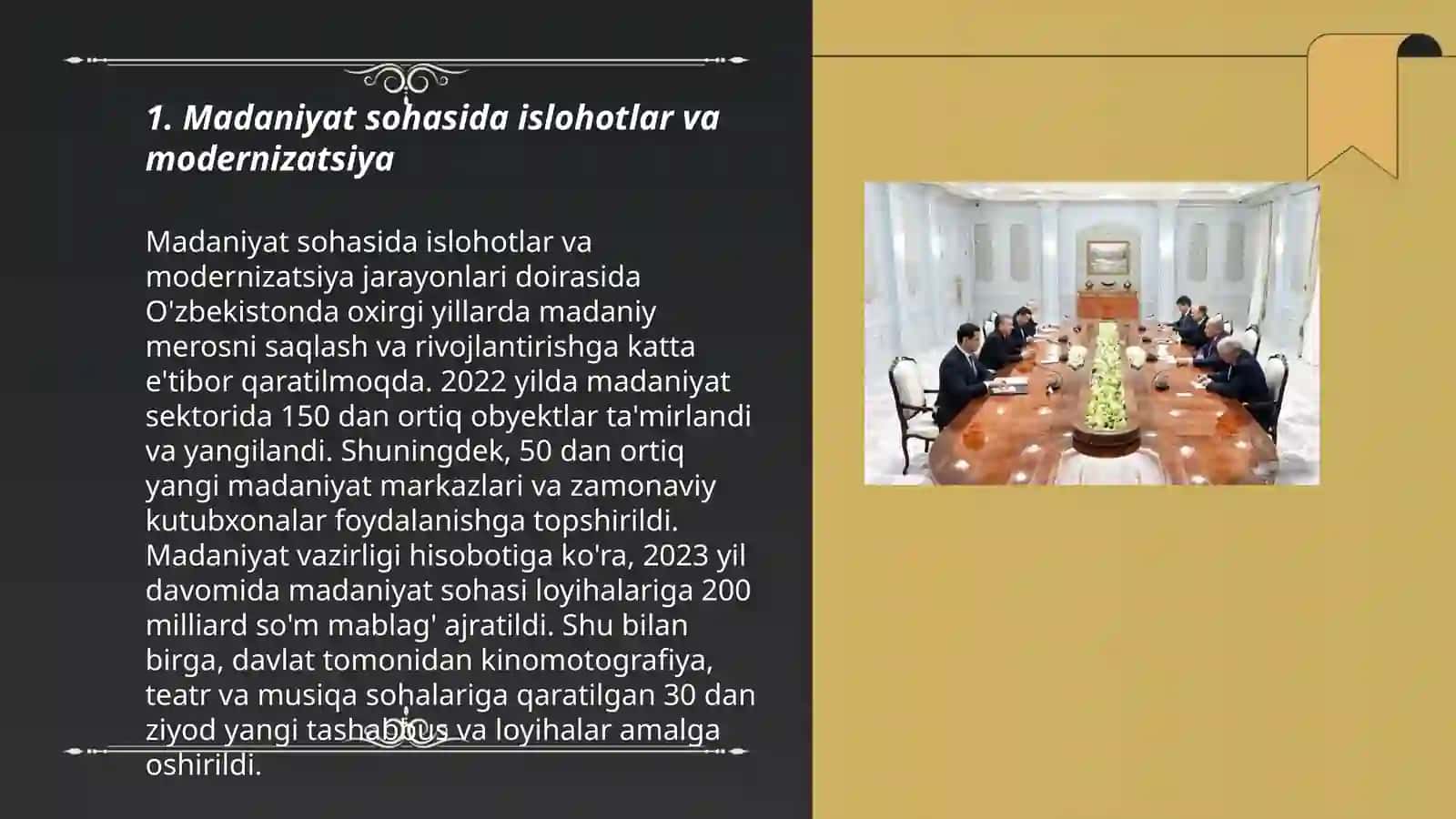 Madaniyat va Turizm sohasiga islohotlar 3