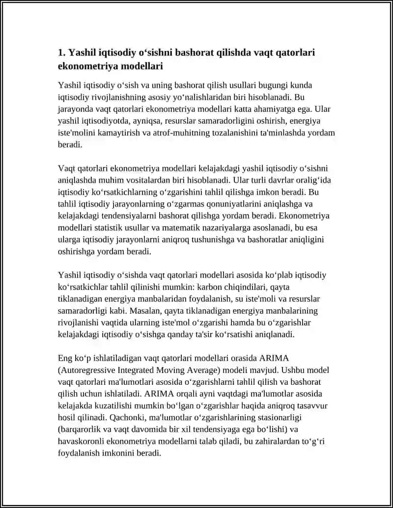 YASHIL IQTISODIYOT RIVOJLANISHIDA EKONOMETRIK MODELLARDAN FOYDALANISH 3