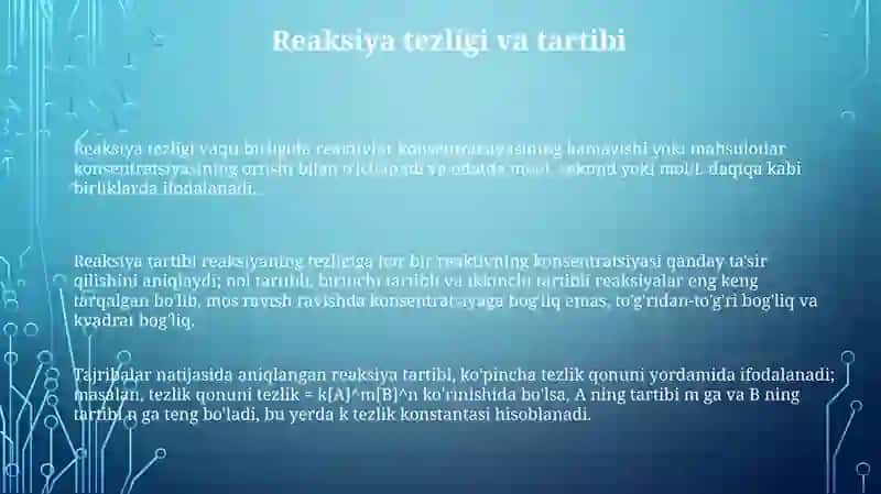 Kimyoviy reaksiyalarning kinetik jihatdan turlari 3