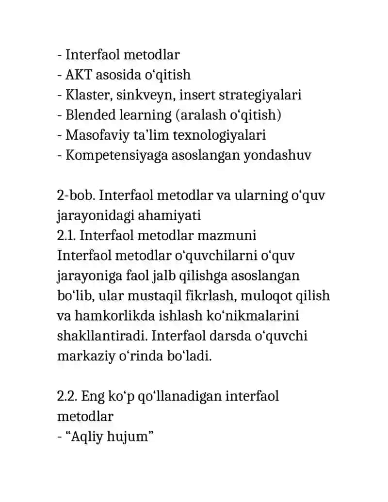 “Pedagogika: Zamonaviy ta’lim texnologiyalari – 12 betlik referat (DOCX)” 3