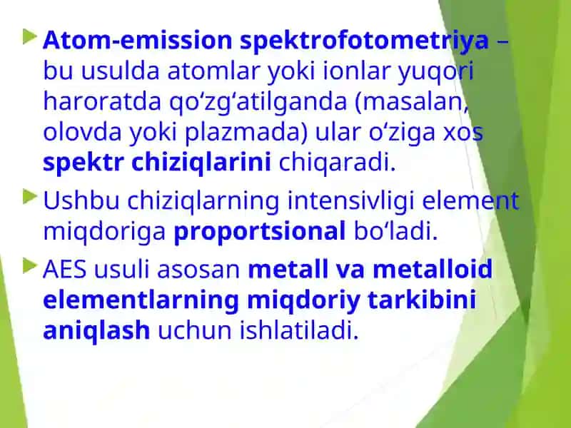 Atom spektroskopiyasi usullari. Atom-emission spektroskopiya. 3