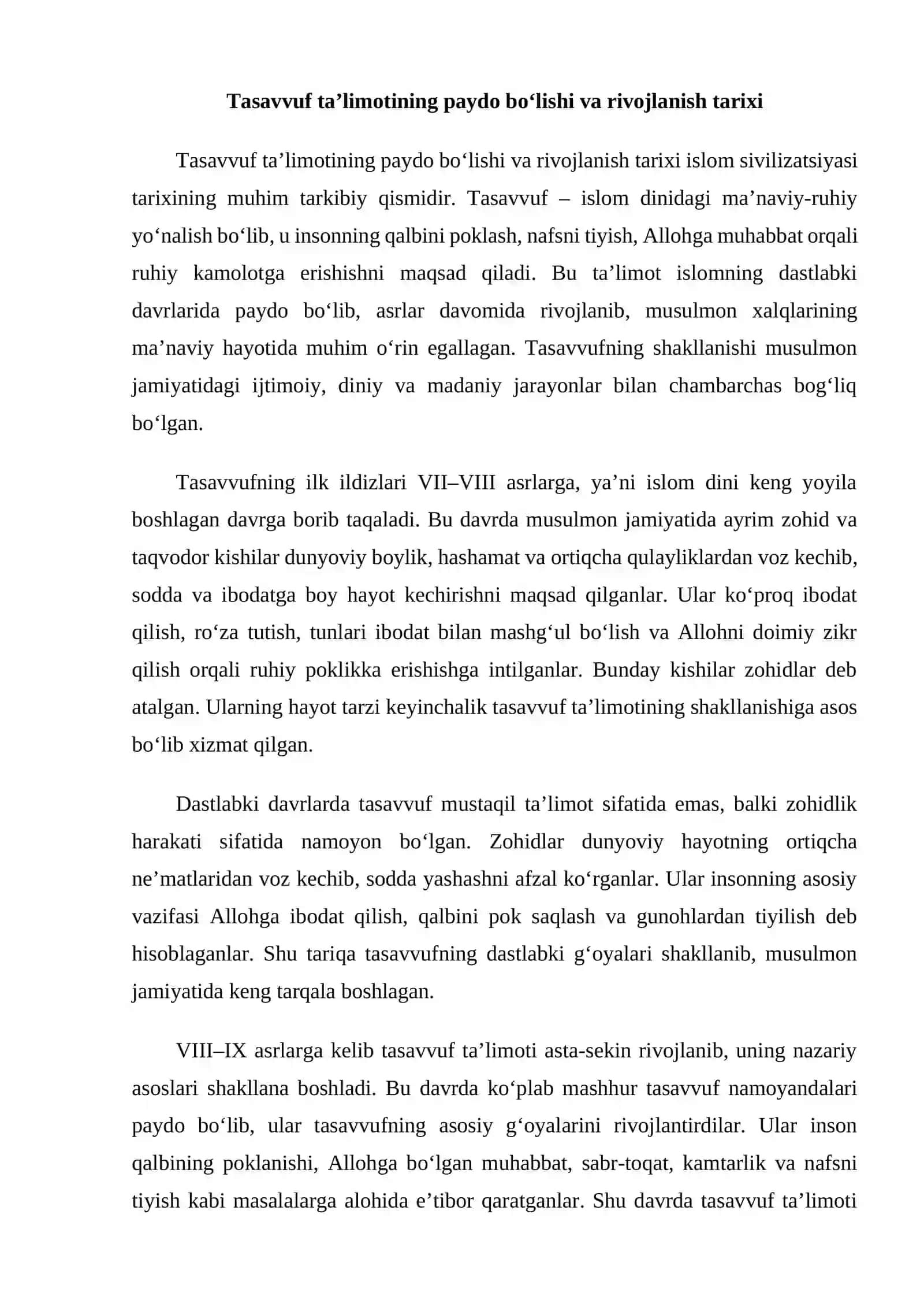 Tasavvuf ta’limoti 3
