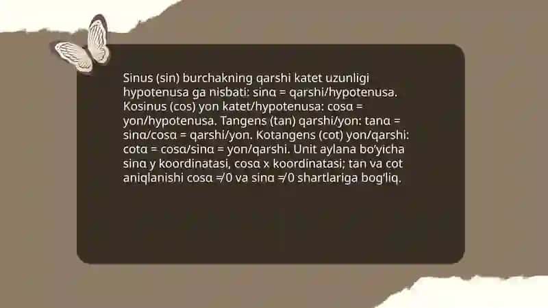 Asosiy trigonometrik ayniyat va uning natijalari 3