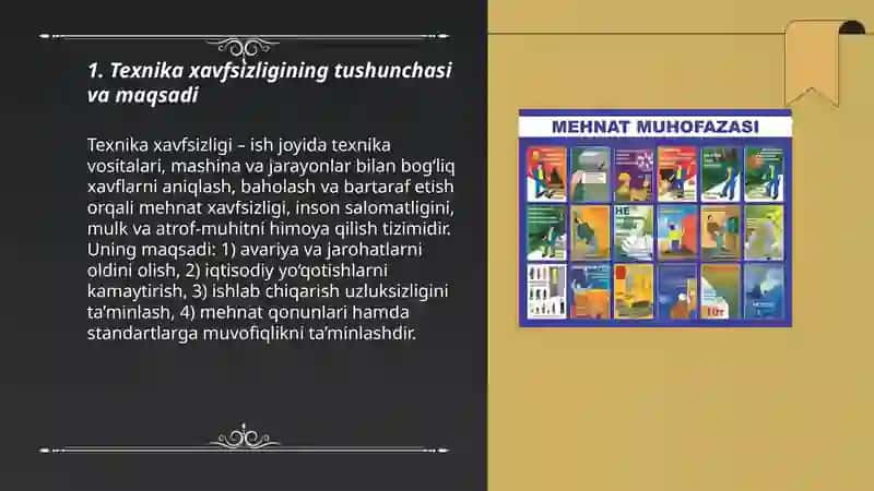 Texnika xavfsizligining tushunchasi va maqsadi 3