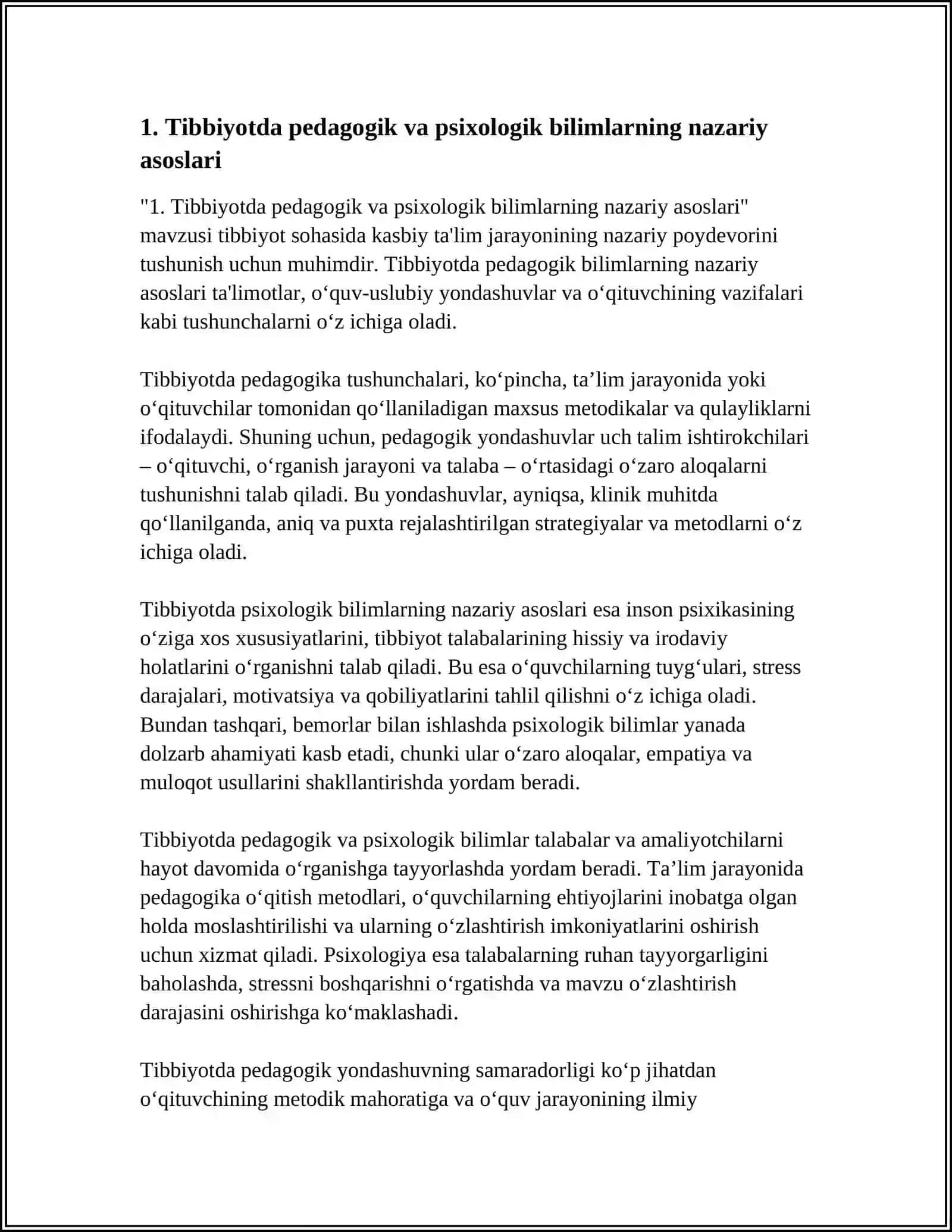 TIBBIYOTDA PEDAGOGIK VA PSIXOLOGIK BILIMLARNING OʻRNI VA AHAMIYATI 3