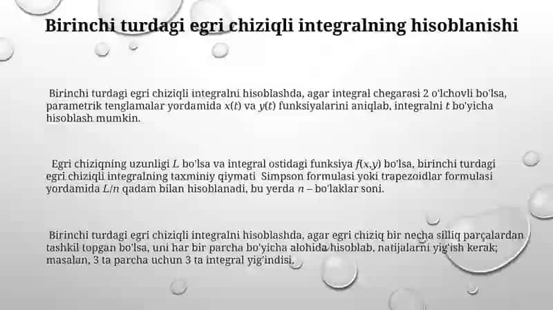 Birinchi va Ikkinchi Turdagi Chiziqli Integrallar 3