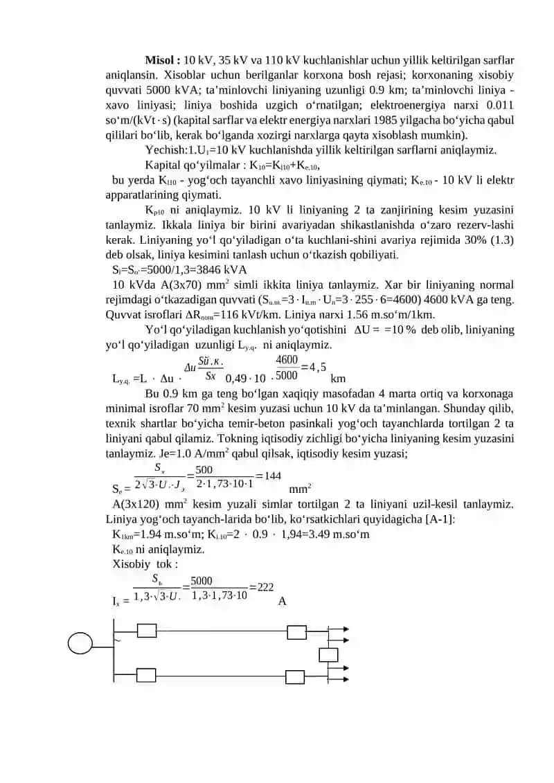 PODSTANSIYALAR VA ELEKTR TARMOQLARINING NOMINAL KUCHLANISHINI TANLASH 3