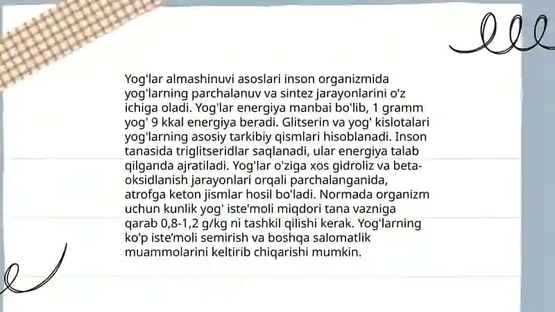 Yog'lar almashinuvi asoslari 3